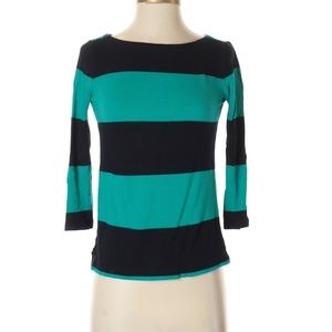 J.Crew Teal Striped 3/4 Sleeve Top Size XXS